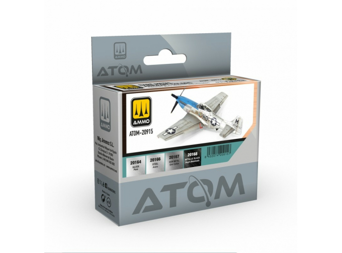 Набор красок ATOM Набор цветов самолета из чистого металла / Bare Metal Aircraft Colors Set (4 шт.)