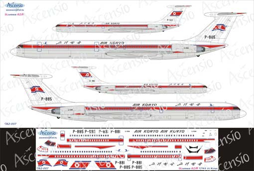 Декаль на самолёт Ильшин Ил-62М (Air Koryo)
