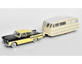 SIMCA Vedette Chambord + Henon Caravan Roulotte (1958), yellow / black