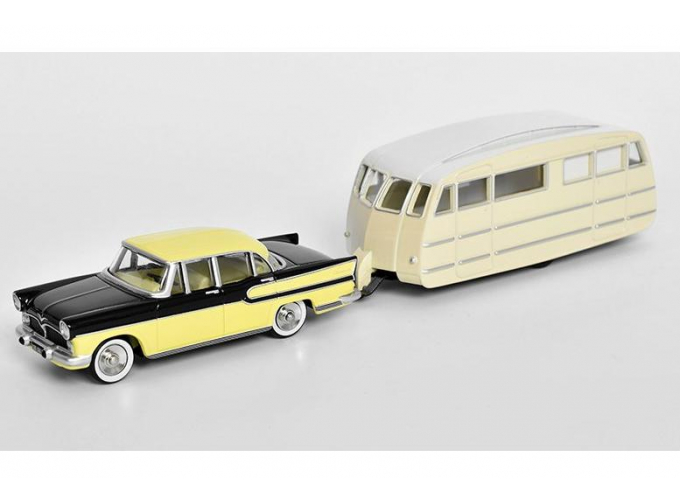 SIMCA Vedette Chambord + Henon Caravan Roulotte (1958), yellow / black