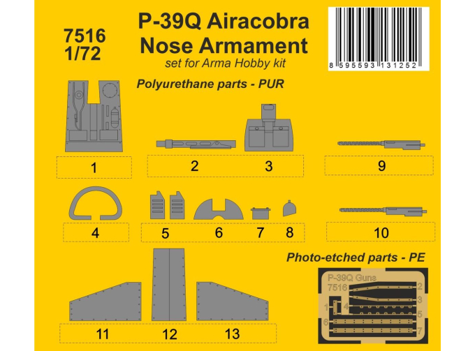 P-39Q Airacobra Nose Armament for Arma Hobby kit