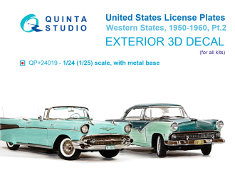 3D Декаль Автомобильные номера США, западные штаты, 1950-1960 (для всех моделей) (на метал. основании), часть2