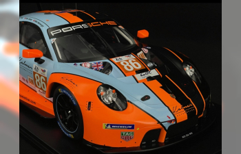 PORSCHE 911 991-2 Rsr-19 4.2l Team Gr Racing Gulf №86 24h Le Mans (2023) Ben Barker - Riccardo Pera - Michael Wainwright, Orange Light Blue Black