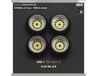 MS-1 Alloy Wheel & Rim set, gold/chrome
