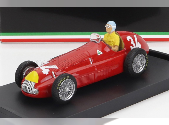 ALFA ROMEO F1 158 N 34 World Champion Winner Monaco Gp Nino Farina 1950 - With Driver Figure, Red