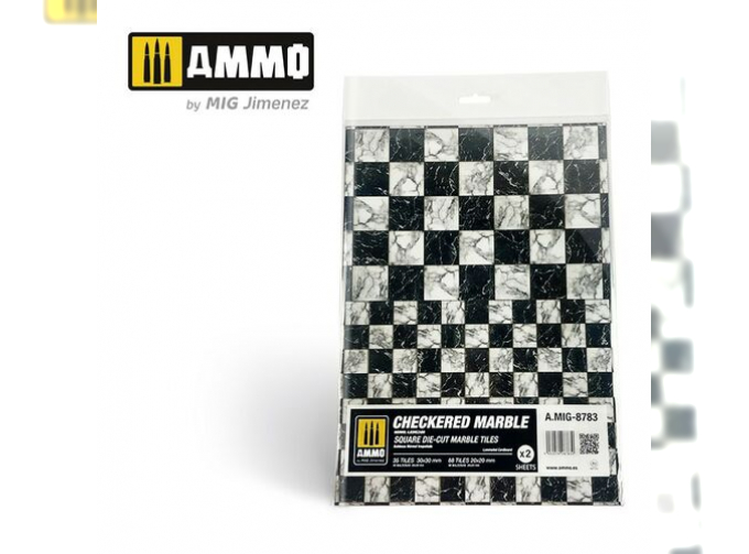 Checkered Marble. Square Die-cut Marble Tiles – 2 pcs.