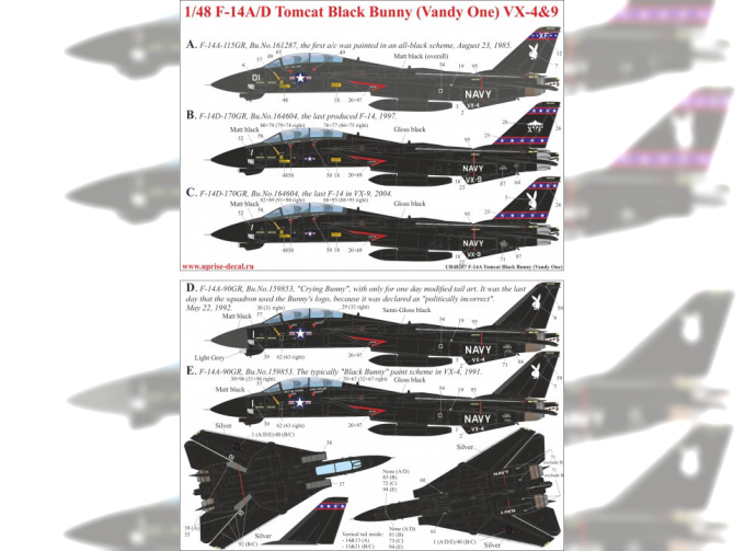 Декаль для F-14A/D Tomcat Black Bunny FFA (удаляемая лаковая подложка)