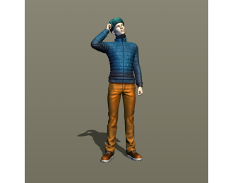 Фигурка Мужчина в ушанке, окрашенная