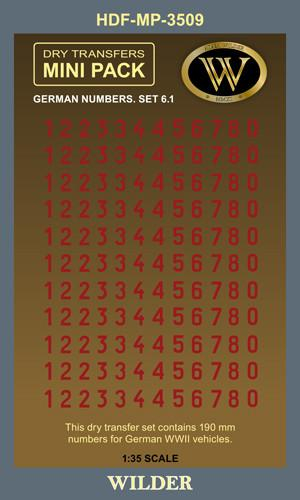 Сухая декаль Немецкие номера для наземной техники. Сет 6.1 Сплошные, красные.