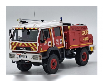 MAN Le220b Double Cabine Tanker Truck Sdis 21 Ccf 4000 Camiva Sapeurs Pompiers (2004), Red White