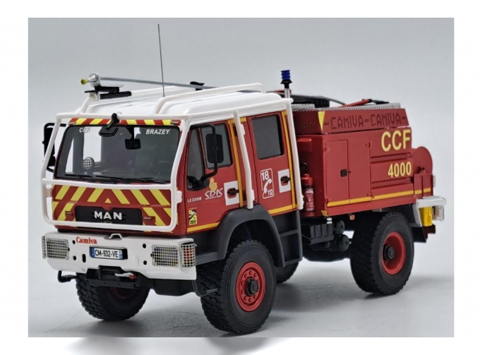 MAN Le220b Double Cabine Tanker Truck Sdis 21 Ccf 4000 Camiva Sapeurs Pompiers (2004), Red White