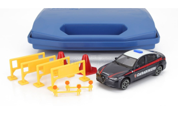 ACCESSORIES Diorama - Set Build Your City Police Station - Caserma Carabinieri - With Alfa Romeo Giulia 2016, Light Blue White