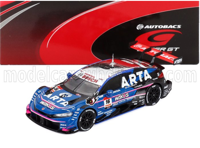 HONDA Civic Type R-gt Team Arta Mugen №16 Gt500 Class Super Gt (2025) Hiroki Otsu - Ren Sato, Blue