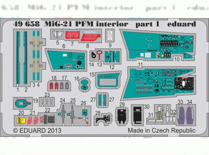 Фототравление МиГ-21ПФМ интерьер