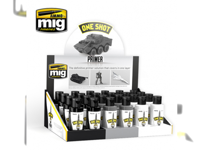 ONE SHOT PRIMER Basic DISPLAY (Grey, White and Black x 8 pcs. each) – Discount Included