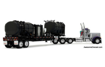 Peterbilt 379 Day Cab DEMCO Liquid Tender Trailer, Silver/Purple Larson Farms