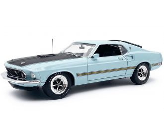 FORD Mustang 428 Cobra Jet Mach 1 (1969), голубой с черным