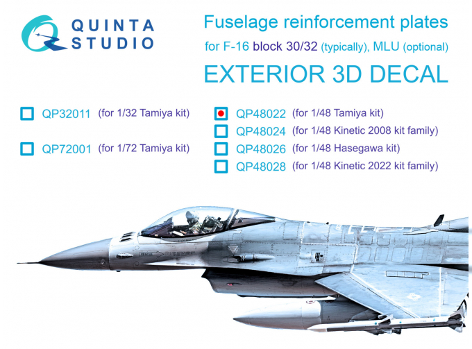 Усиливающие накладки для F-16 block 30/32 (Tamiya)