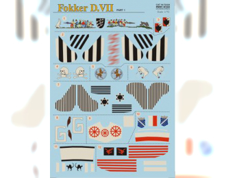 Набор декалей NEW Fokker D VII Part 1 Wet decal The complete set 4 leaf