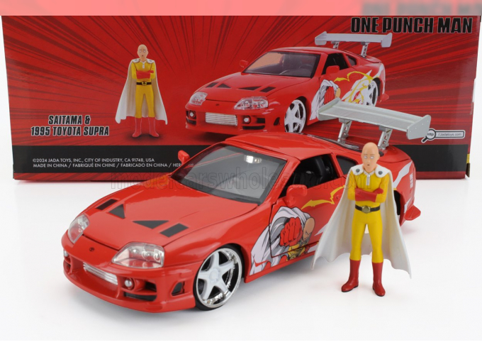 TOYOTA Supra With One Punch Man Saitama Figure (1995), Orange