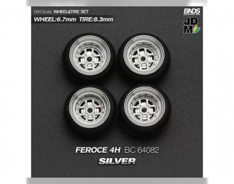 Feroce 4H Alloy Wheel & Rim set, silver/chrome