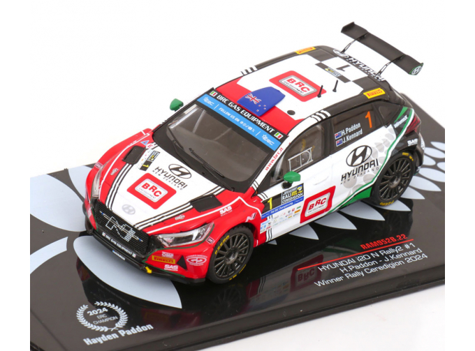 HYUNDAI I20 N Rally2 Team Brc Racing №1 Winner Rally Rali Ceredigion (2024) Hayden Paddon - John Kennard, White Green Red