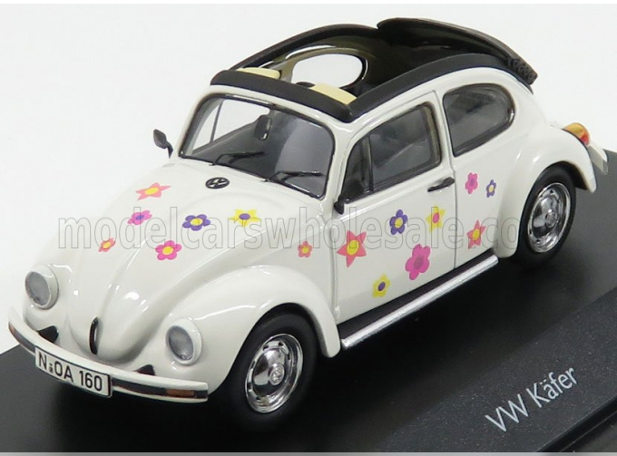 VOLKSWAGEN Beetle Kafer Blumen Cabriolet Open (1958), White