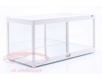 single showcase white with LED lighting and Mirror for scale 1:18 Triple9, transparent / white