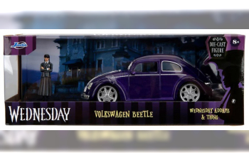 VOLKSWAGEN Beetle Maggiolino Custom With Wednesday Addams & Thing Figure (1959), Blue Black