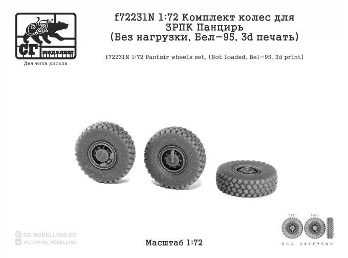 Комплект колес для ЗРПК Панцирь (без нагрузки, БЕЛ-95, 3d печать)