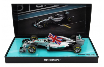 MERCEDES-BENZ GP F1 W05 Amg Petronas №44 World Champion Winner Abu Dhabi Gp With Flag (2014) Lewis Hamilton, Silver Green