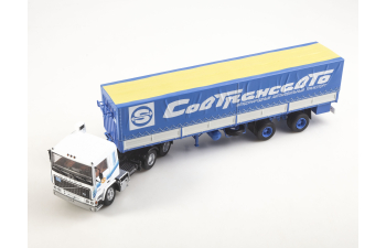 VOLVO F12 с полуприцепом Fruehauf Savoyarde Совтрансавто, белый / синий