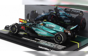 ASTON MARTIN F1 Amr23 Team Aramco Cognizant №14 3rd Bahrain Gp With Pit Board (2023) Fernando Alonso, Green