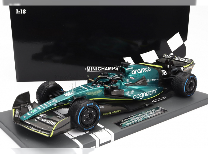 ASTON MARTIN F1 Amr22 Team Aramco Cognizart №18 Monaco Gp (2022) Lance Stroll, Green Black