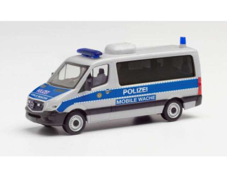MERCEDES-BENZ Sprinter flachdach bus Polizei Berlin Mobile Wache, silver / blue