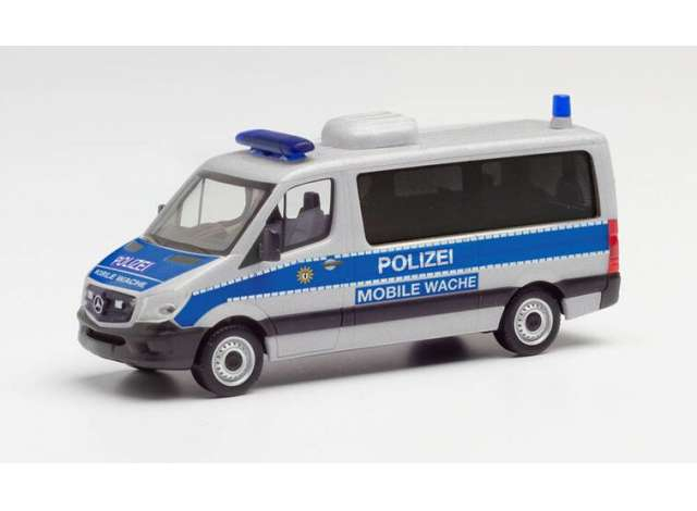MERCEDES-BENZ Sprinter flachdach bus Polizei Berlin Mobile Wache, silver / blue