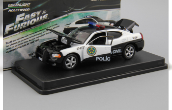 DODGE Charger Police "Rio Policia Civil" "Fast & Furious: Fast Five" из к/ф "Форсаж V" (2006), white / black