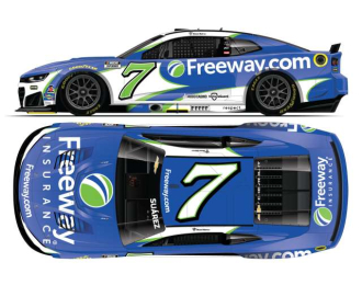 Chevrolet #7 Daniel Suarez *Freeway Insurance*, blue/green/white 2026