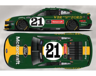 Ford Mustang #21 Josh Berry *Motorcraft Throwback*, green/yellow/white 2025