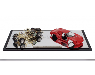 FERRARI 250lm Car Body + Rolling Chassis (1963) - Con Vetrina - With Showcase, Red