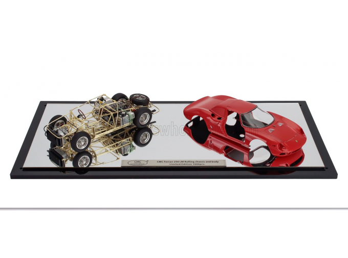 FERRARI 250lm Car Body + Rolling Chassis (1963) - Con Vetrina - With Showcase, Red