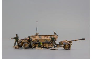 Диорама Sd. Kfz. 251/1 с пушкой 75mm PaK 40 и комплектом фигурок