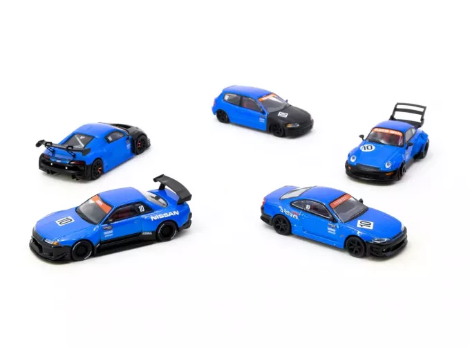 Набор из 5 моделей (Tarmac Works 10-я годовщина), синий/черный