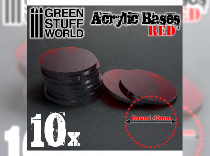 Акриловое основание, круглое, 40 мм - прозрачно-синее / Acrylic Bases - Round 40 mm CLEAR RED