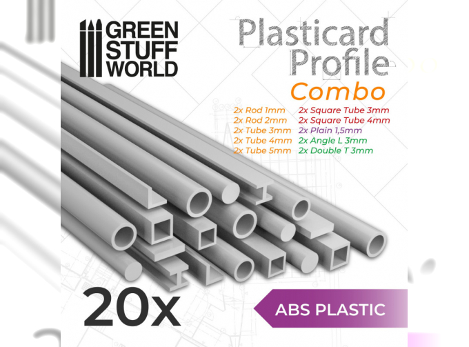 Набор пластиковых трубок, 20 шт. / ABS Plasticard - Profile - 20x Variety Pack