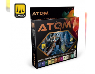 Набор акриловых красок ATOM Основные цвета военных игр II / ATOM Basic Wargames Colors II Set (12 цветов)