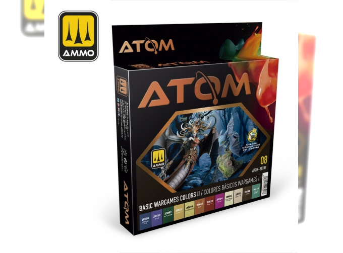 Набор акриловых красок ATOM Основные цвета военных игр II / ATOM Basic Wargames Colors II Set (12 цветов)