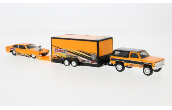 CHEVROLET Blazer K5 (1979) With Trailer Car Transporter + CHEVROLET Vega Coupe (1979) orange/black