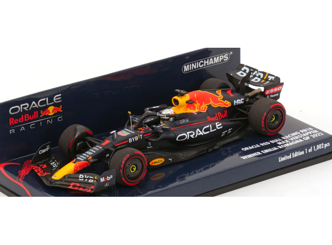 RED BULL F1 Rb18 Team Oracle Red Bull Racing №1 World Champion Winner Emilia Romagna Italy Gp (2022) Max Verstappen, Matt Blue Yellow Red