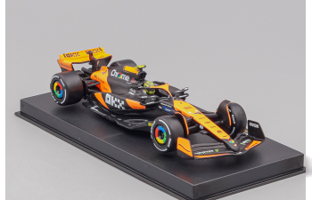 McLAREN F1 Mcl38 Team Mclaren №4 Winner Miami Gp (2024) First F1 Victory Lando Norris - With Pilot And Showcase, orange / black